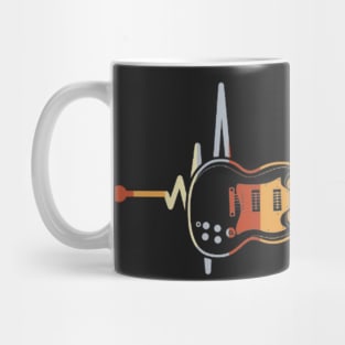 Vintage Retro Heartbeat Guitar Music Lover Mug